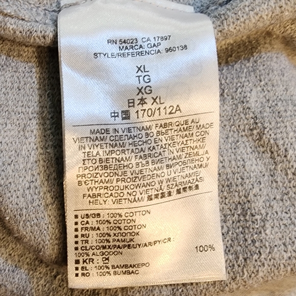 Gap Gray Cropped Crewneck Ribbed Knit Sweatshirt Women's Size XL - Picture 9 of 10